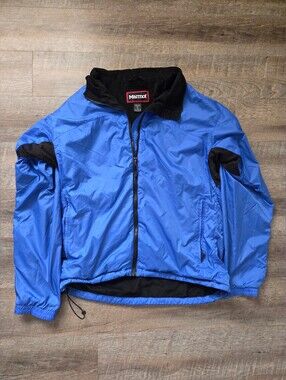 Marmot Men's Blue Windbreaker with Black Fleece Accents